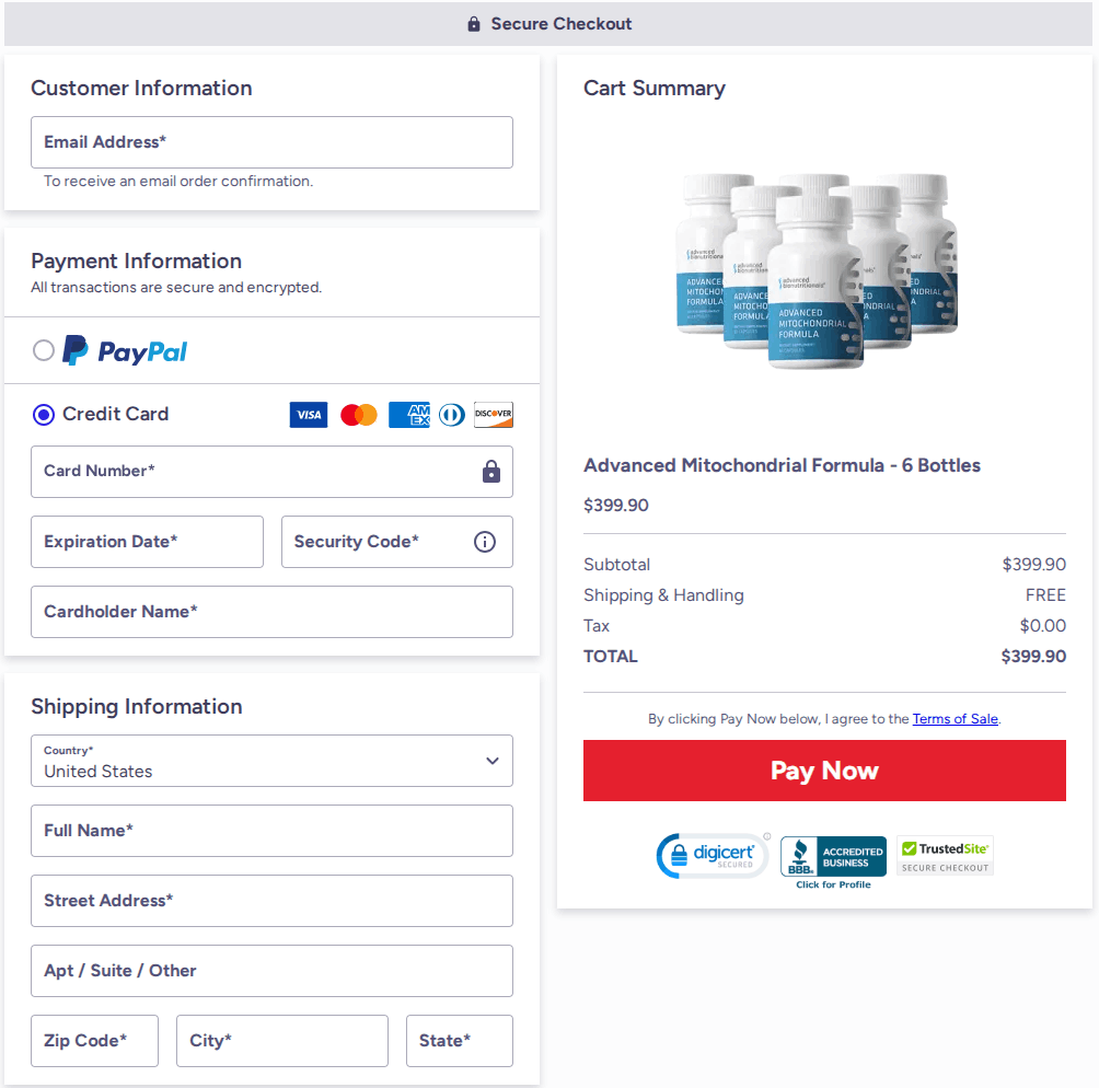Advanced Mitochondrial Formula Checkout